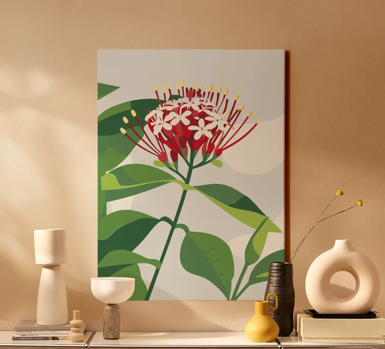 Asokabloem canvas met Baklijst van HAPPY SHOP