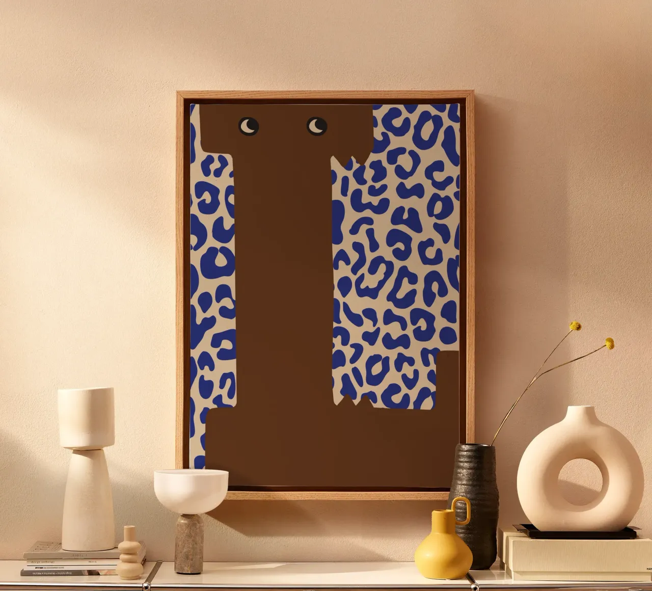 Fun Monster Letter L With Leopard Background canvas with Floater frame by ALLÉE DE PAPIER