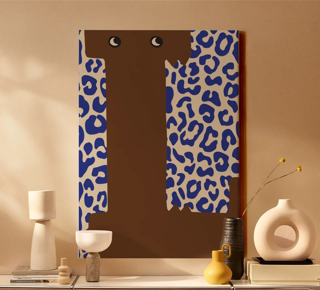 Fun Monster Letter L With Leopard Background canvas with Floater frame by ALLÉE DE PAPIER