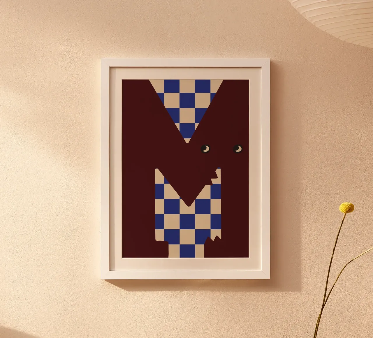 Divertente mostro lettera M con sfondo a scacchiera poster da ALLÉE DE PAPIER