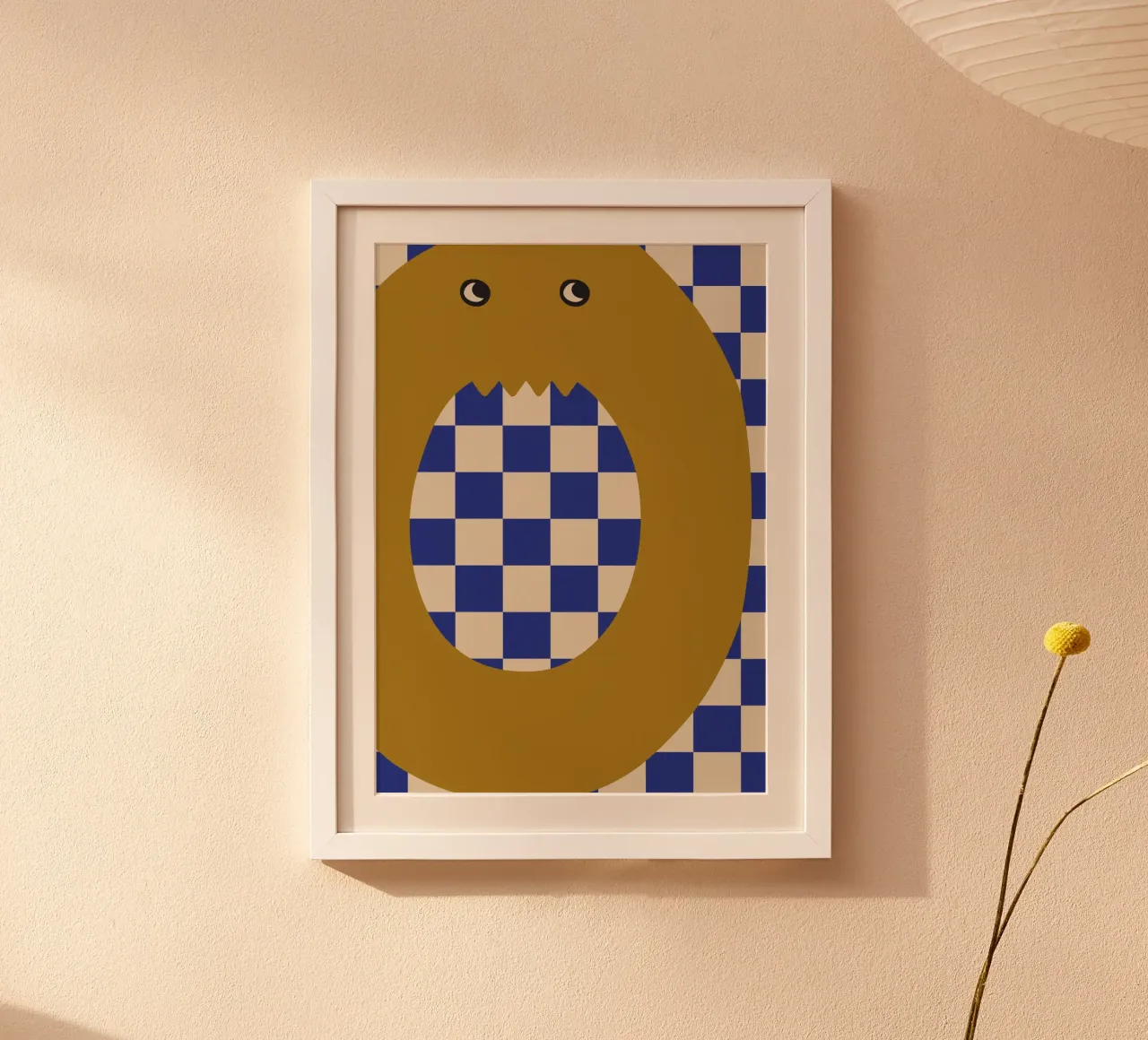 Divertente mostro lettera O con sfondo a scacchiera poster da ALLÉE DE PAPIER