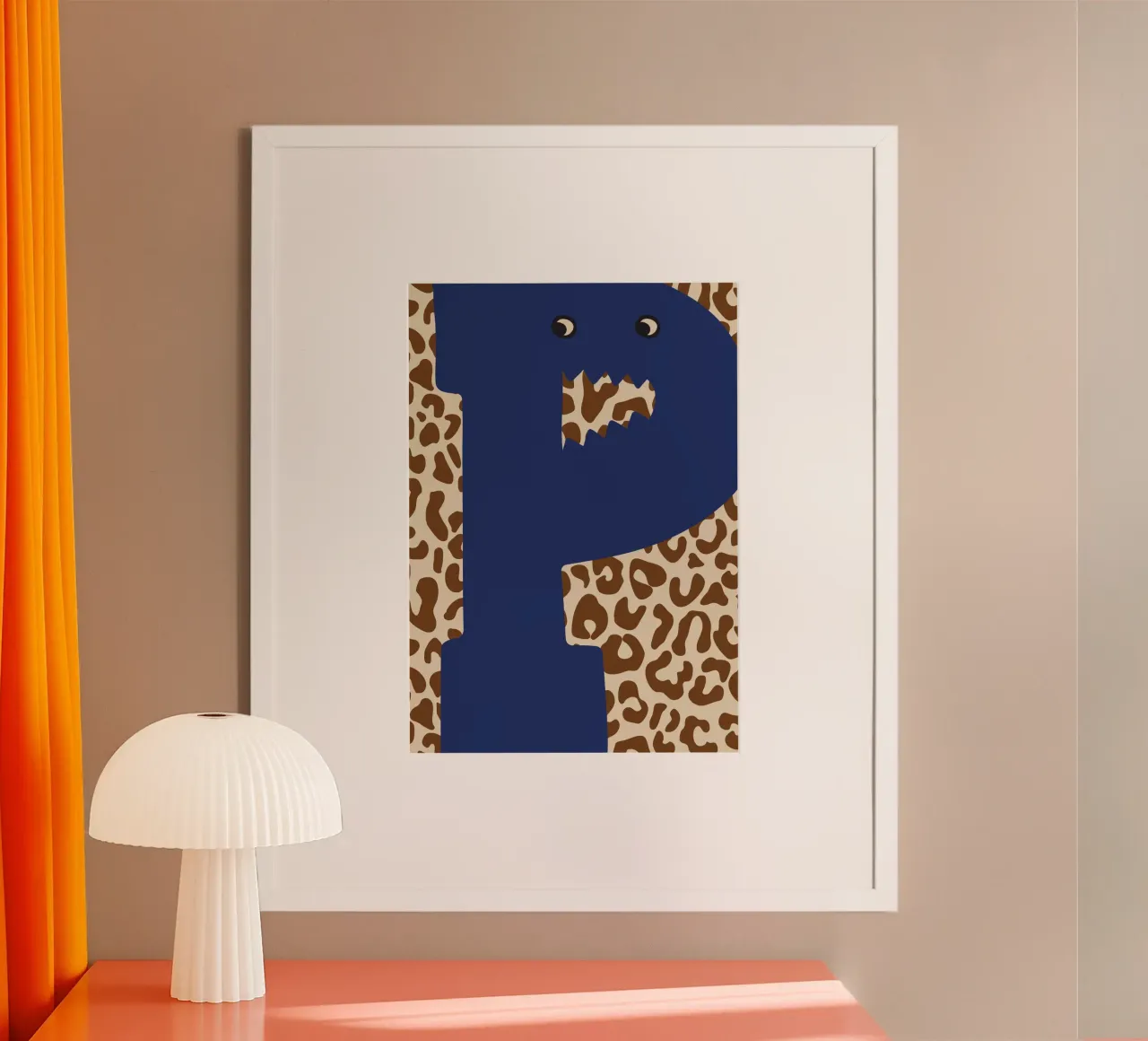 Fun Monster Buchstabe P mit Leopard Hintergrund Poster von ALLÉE DE PAPIER