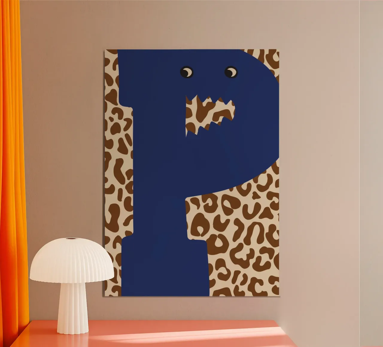 Fun Monster Buchstabe P mit Leopard Hintergrund Poster von ALLÉE DE PAPIER