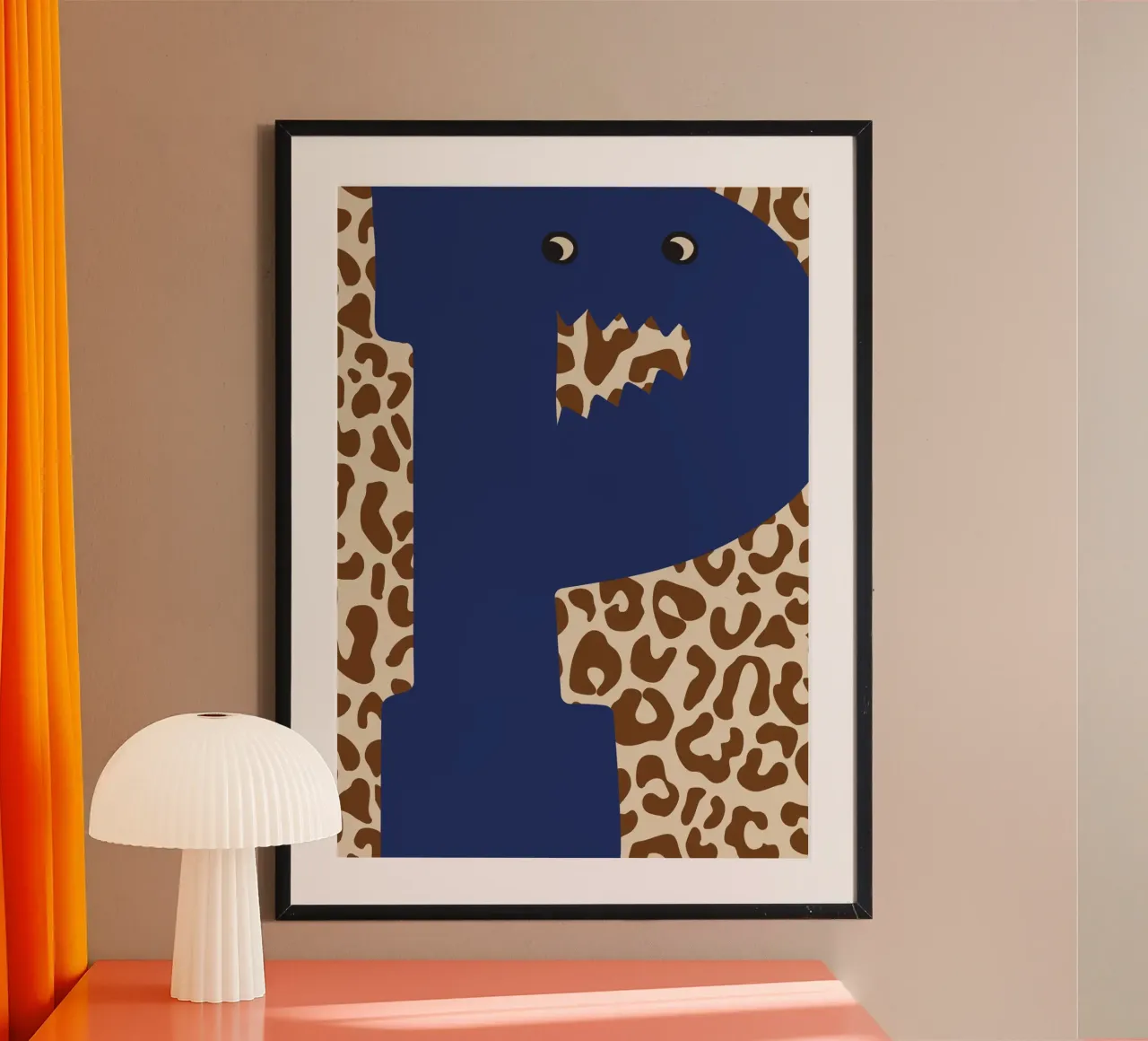 Fun Monster Buchstabe P mit Leopard Hintergrund Poster von ALLÉE DE PAPIER