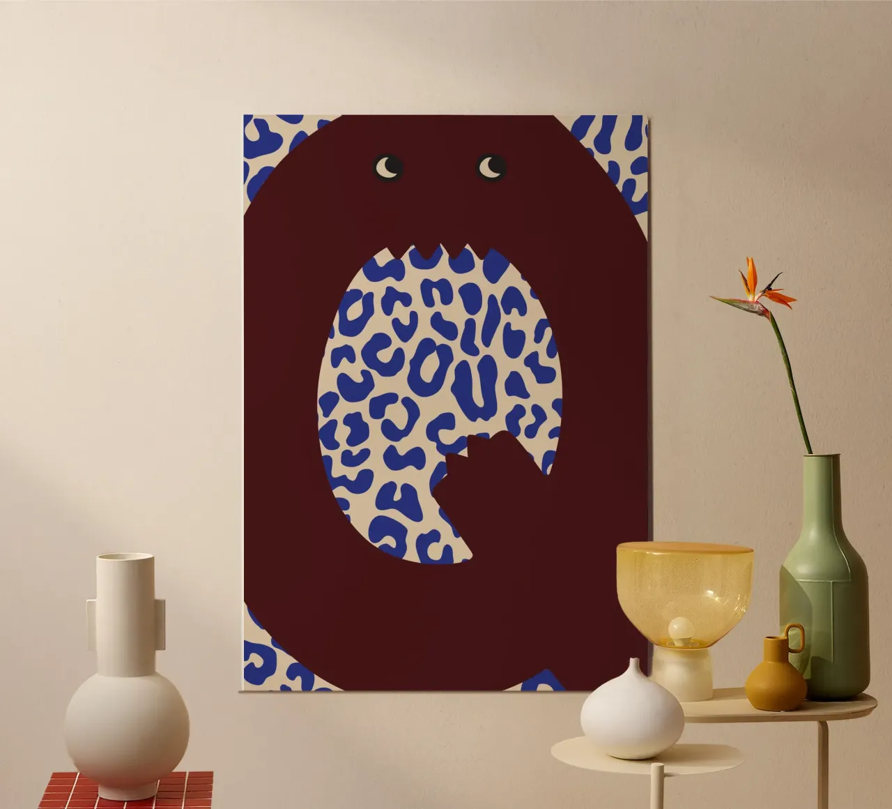 Divertente mostro lettera Q con sfondo leopardato poster da ALLÉE DE PAPIER