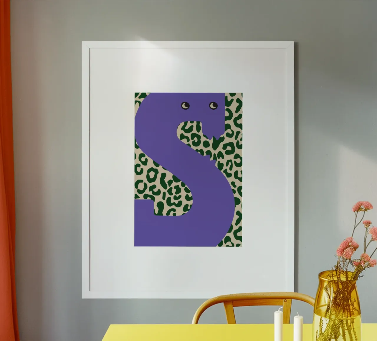 Divertente mostro lettera S con sfondo leopardato poster da ALLÉE DE PAPIER