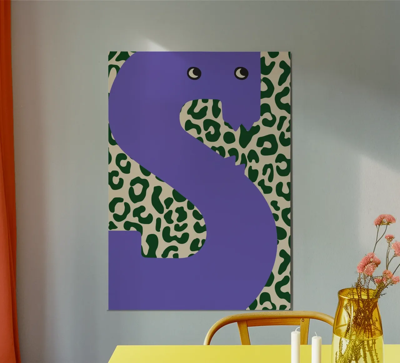 Divertente mostro lettera S con sfondo leopardato poster da ALLÉE DE PAPIER