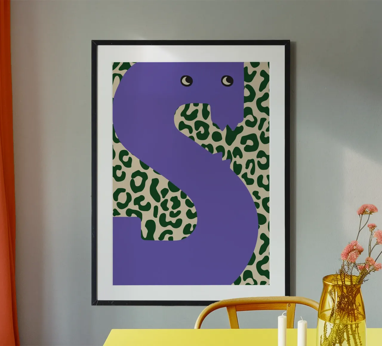 Divertente mostro lettera S con sfondo leopardato poster da ALLÉE DE PAPIER