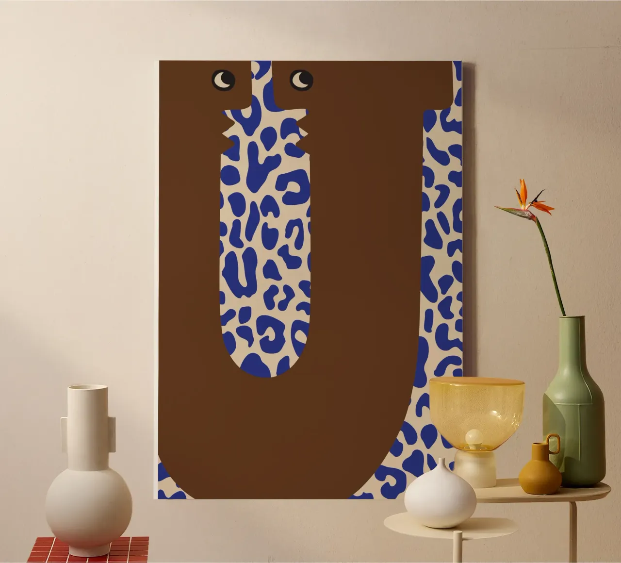 Fun Monster Letter U With Leopard Background canvas by ALLÉE DE PAPIER