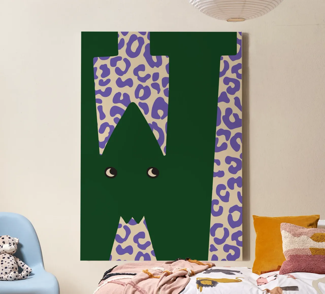 Fun Monster Letter W With Leopard Background canvas by ALLÉE DE PAPIER
