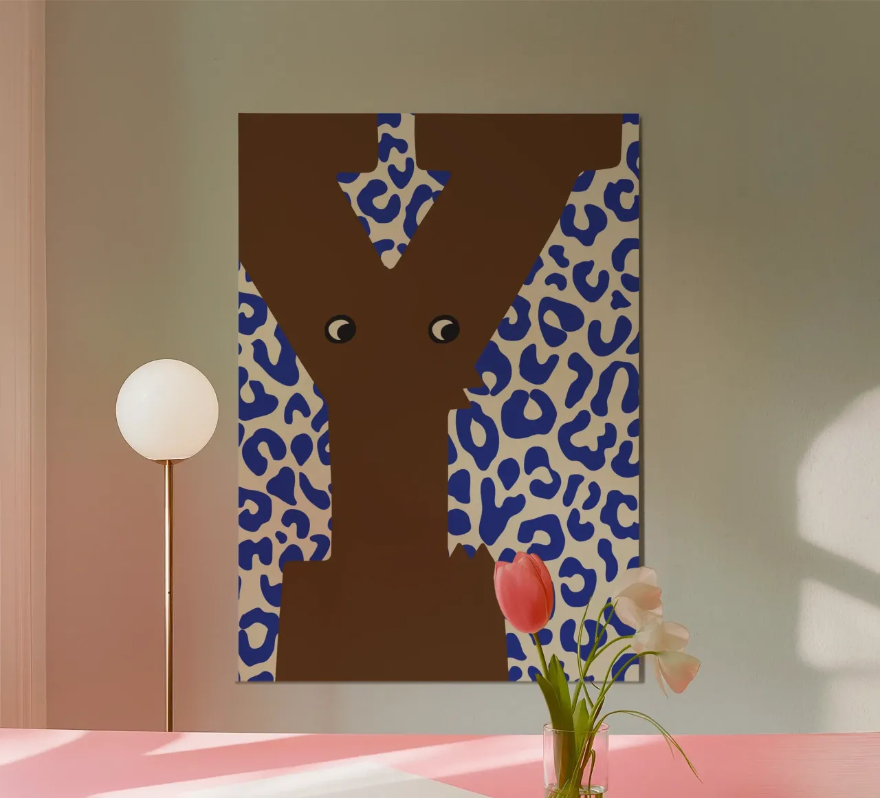 Divertente mostro lettera Y con sfondo leopardato poster da ALLÉE DE PAPIER