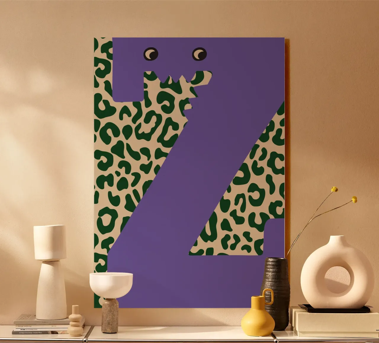 Fun Monster Letter Z With Leopard Background forex plate by ALLÉE DE PAPIER