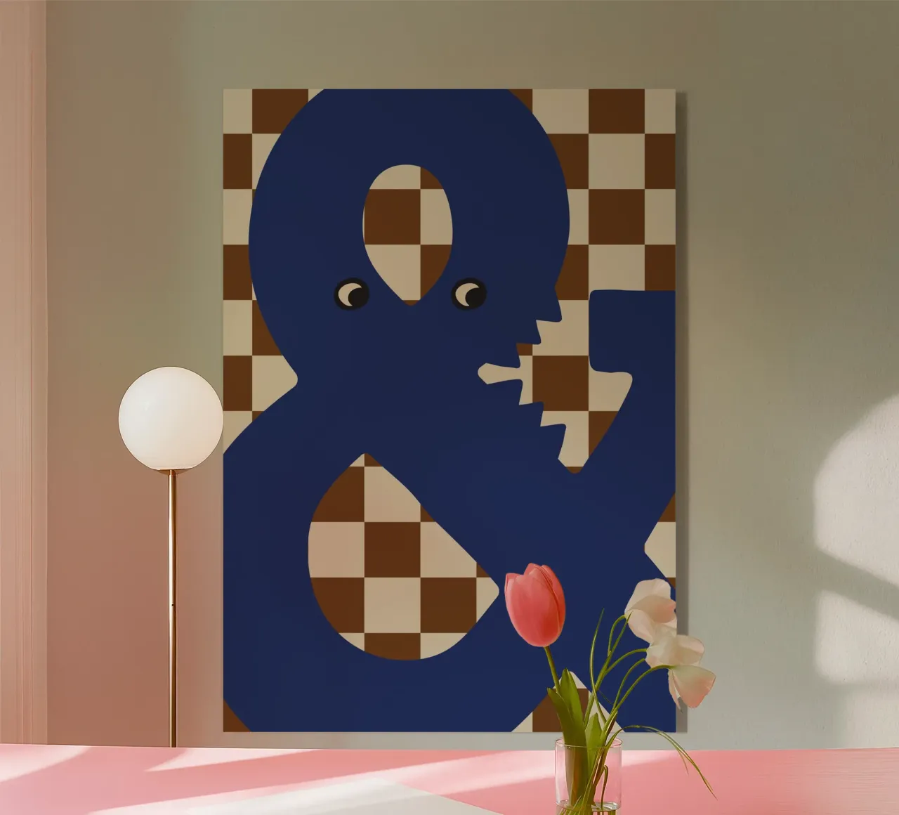 Fun Monster Ampersand With Checkerboard Background acrylic glass by ALLÉE DE PAPIER