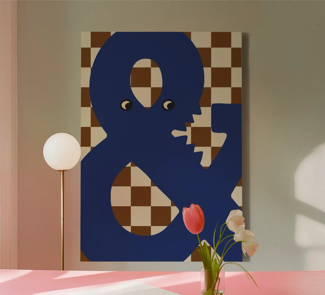 Fun Monster Ampersand With Checkerboard Background canvas by ALLÉE DE PAPIER
