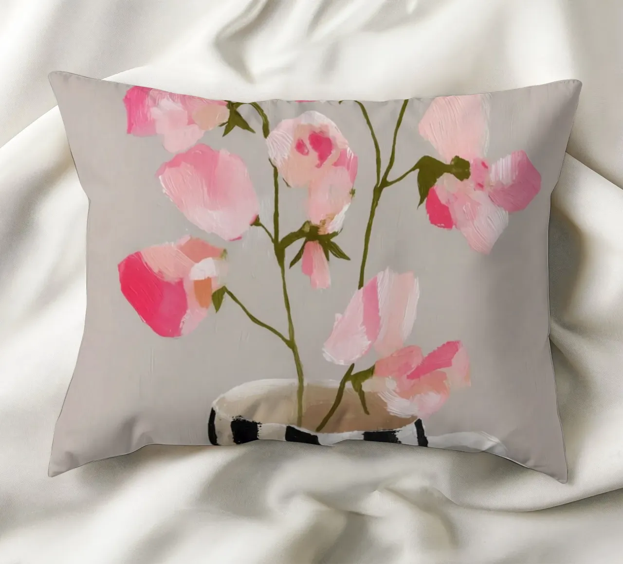Tazza a righe con fiori rosa cuscino da Carinaprint