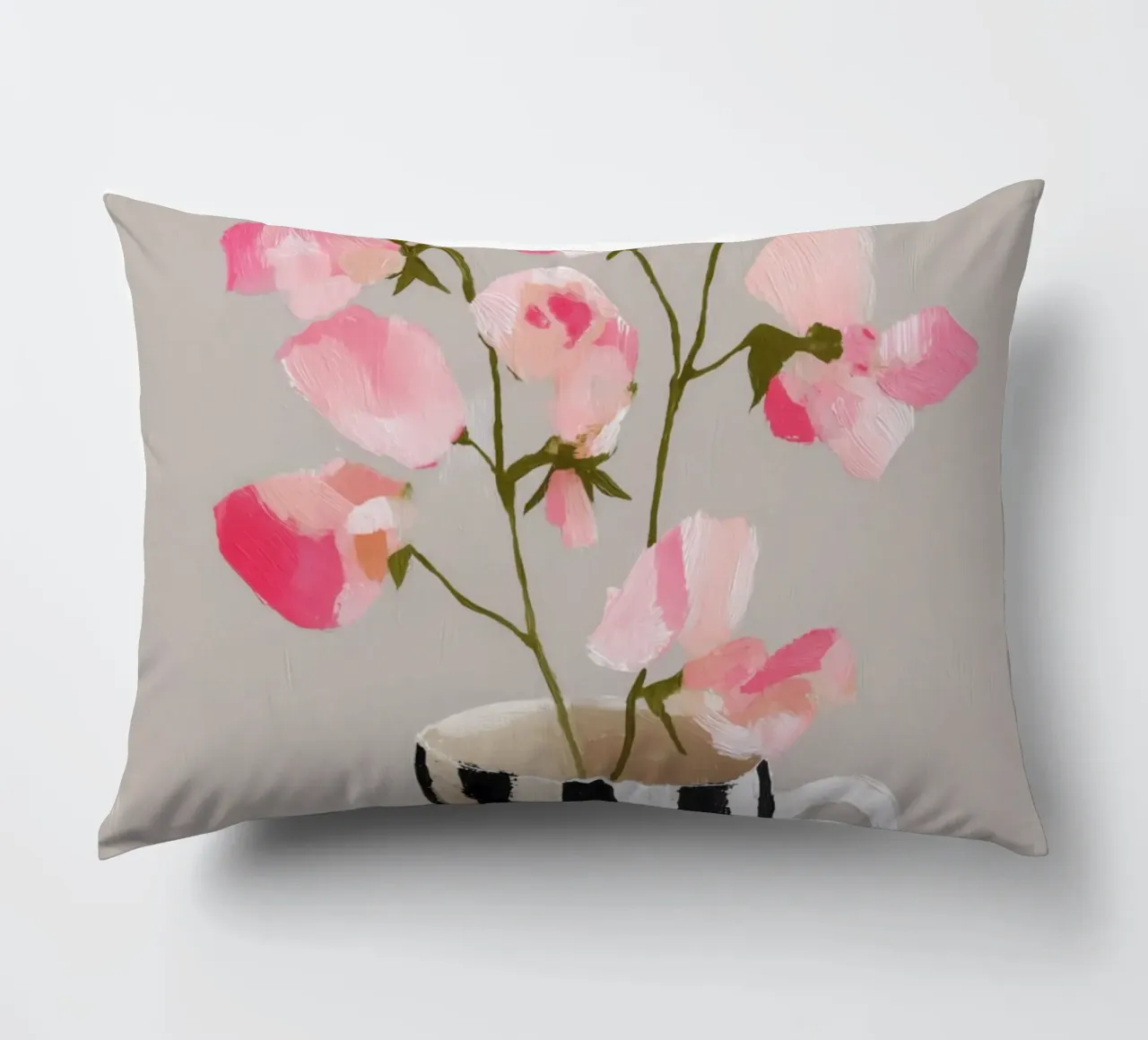 Tazza a righe con fiori rosa cuscino da Carinaprint