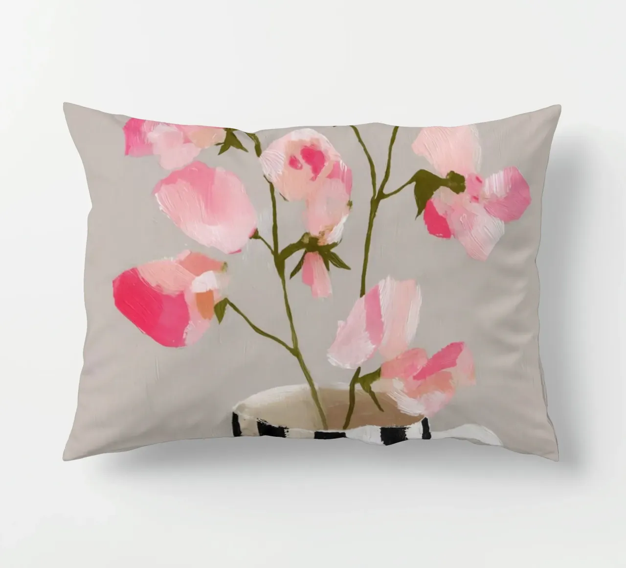 Tazza a righe con fiori rosa cuscino da Carinaprint