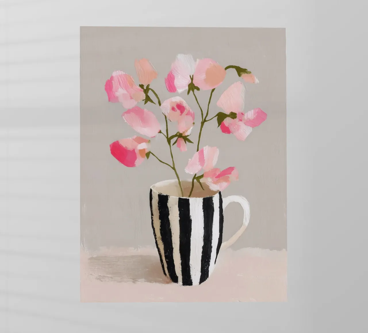 Tazza a righe con fiori rosa pellicola backlit da Carinaprint