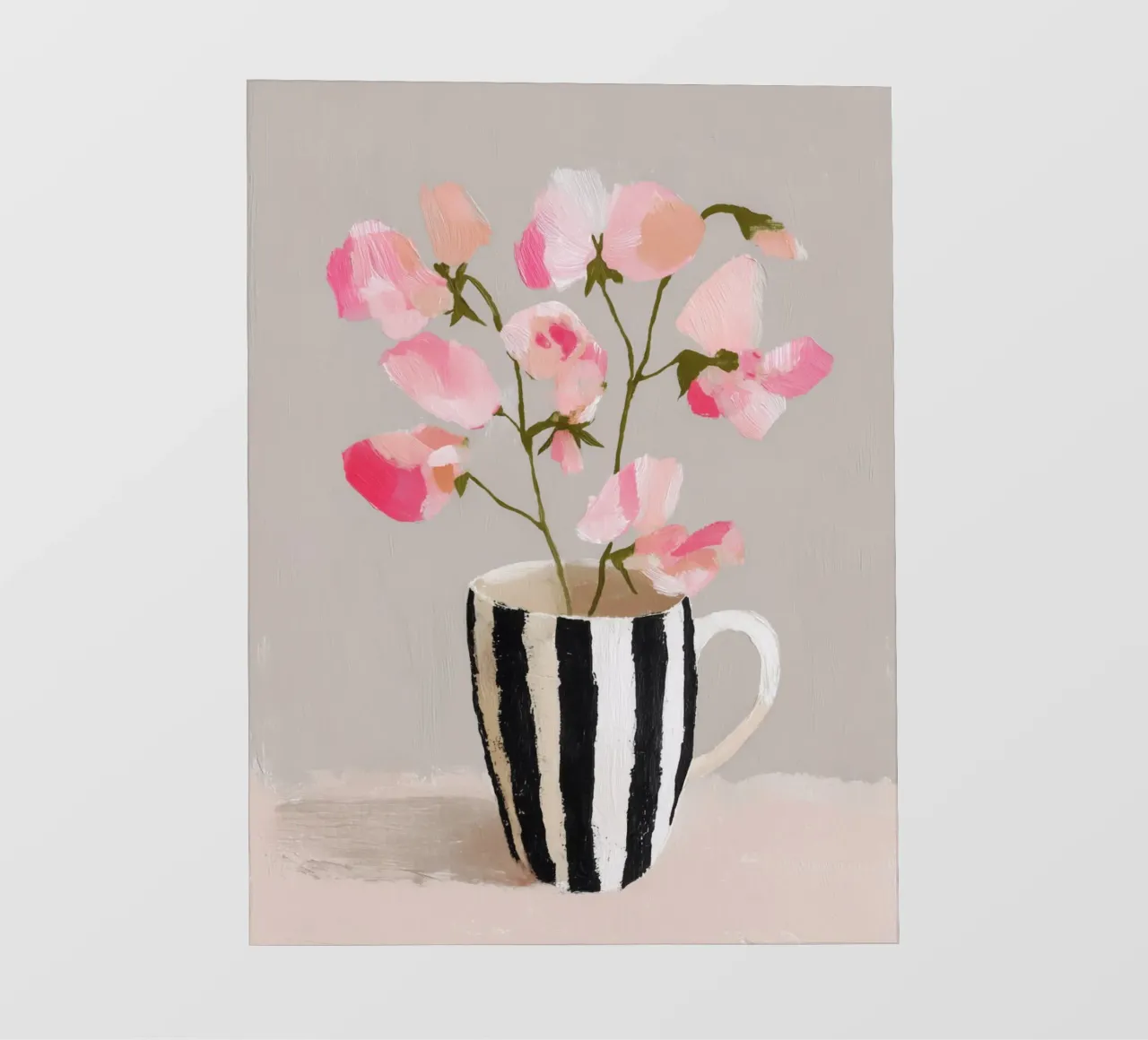 Tazza a righe con fiori rosa pellicola backlit da Carinaprint