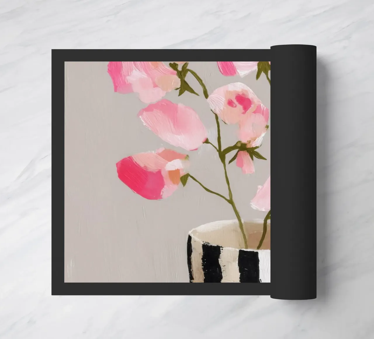 Tazza a righe con fiori rosa zerbino da Carinaprint