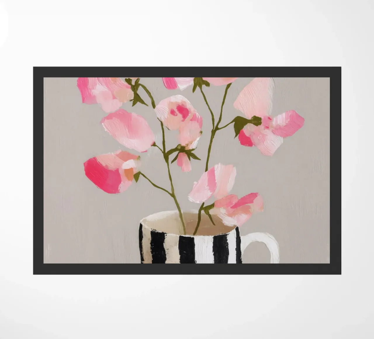 Tazza a righe con fiori rosa zerbino da Carinaprint