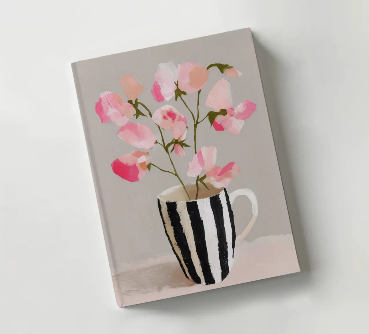 Tazza a righe con fiori rosa diario da Carinaprint