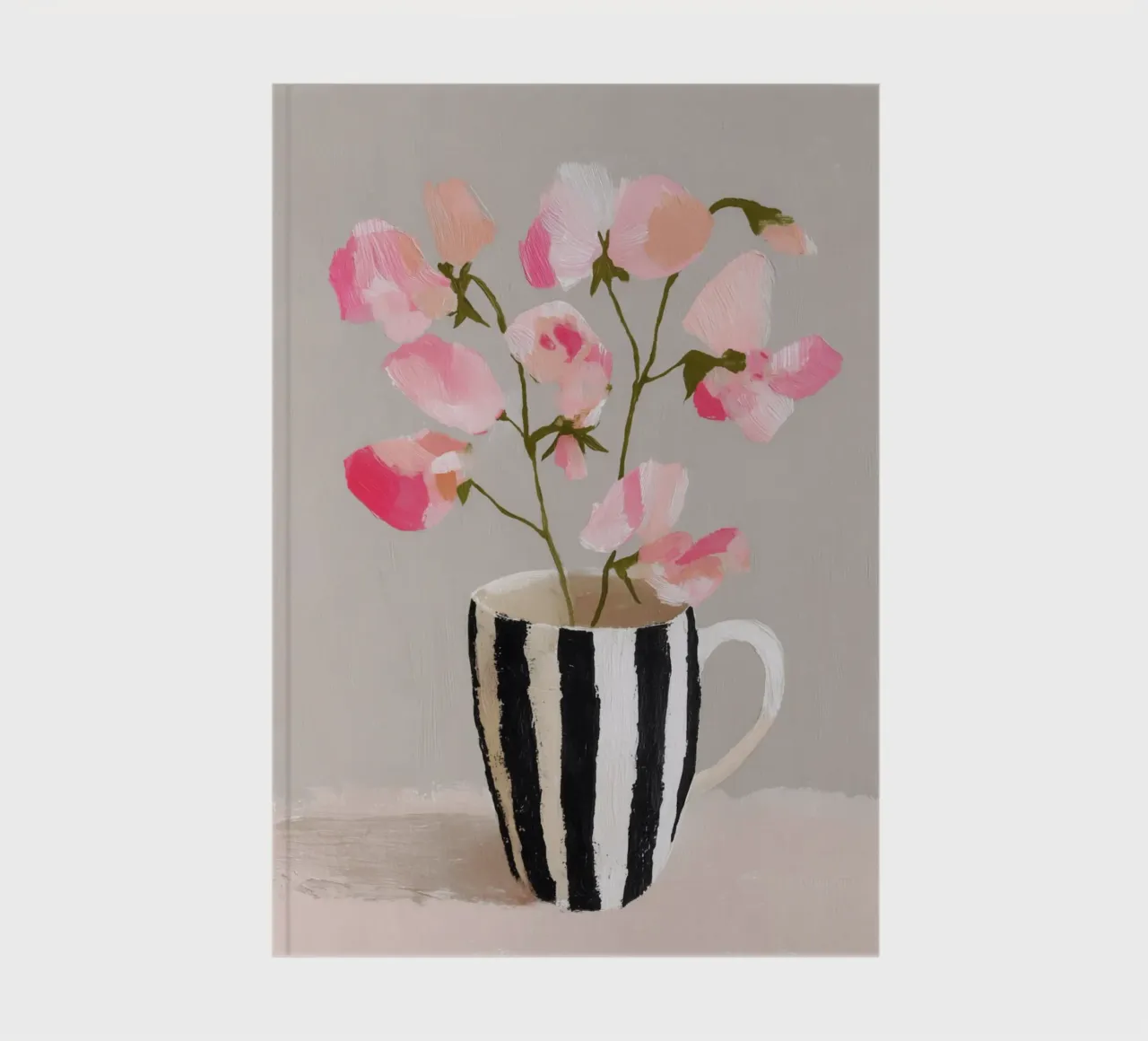 Tazza a righe con fiori rosa diario da Carinaprint