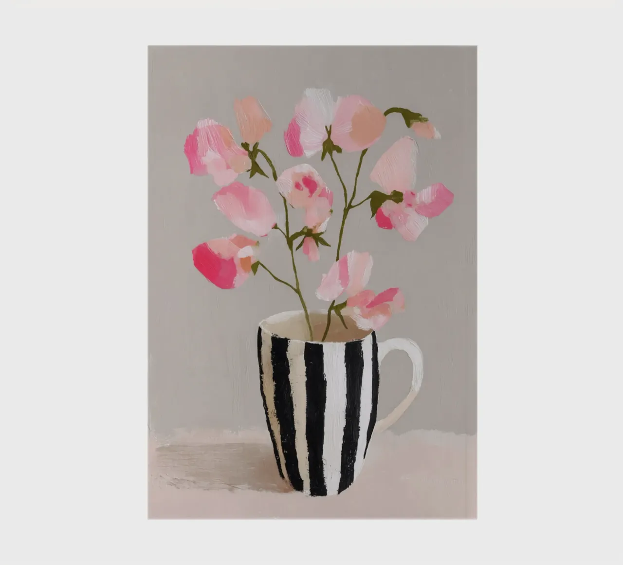 Tazza a righe con fiori rosa diario da Carinaprint