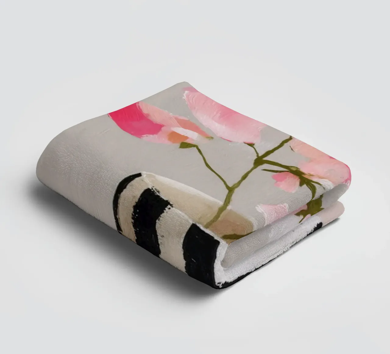 Tazza a righe con fiori rosa asciugamano da bagno da Carinaprint