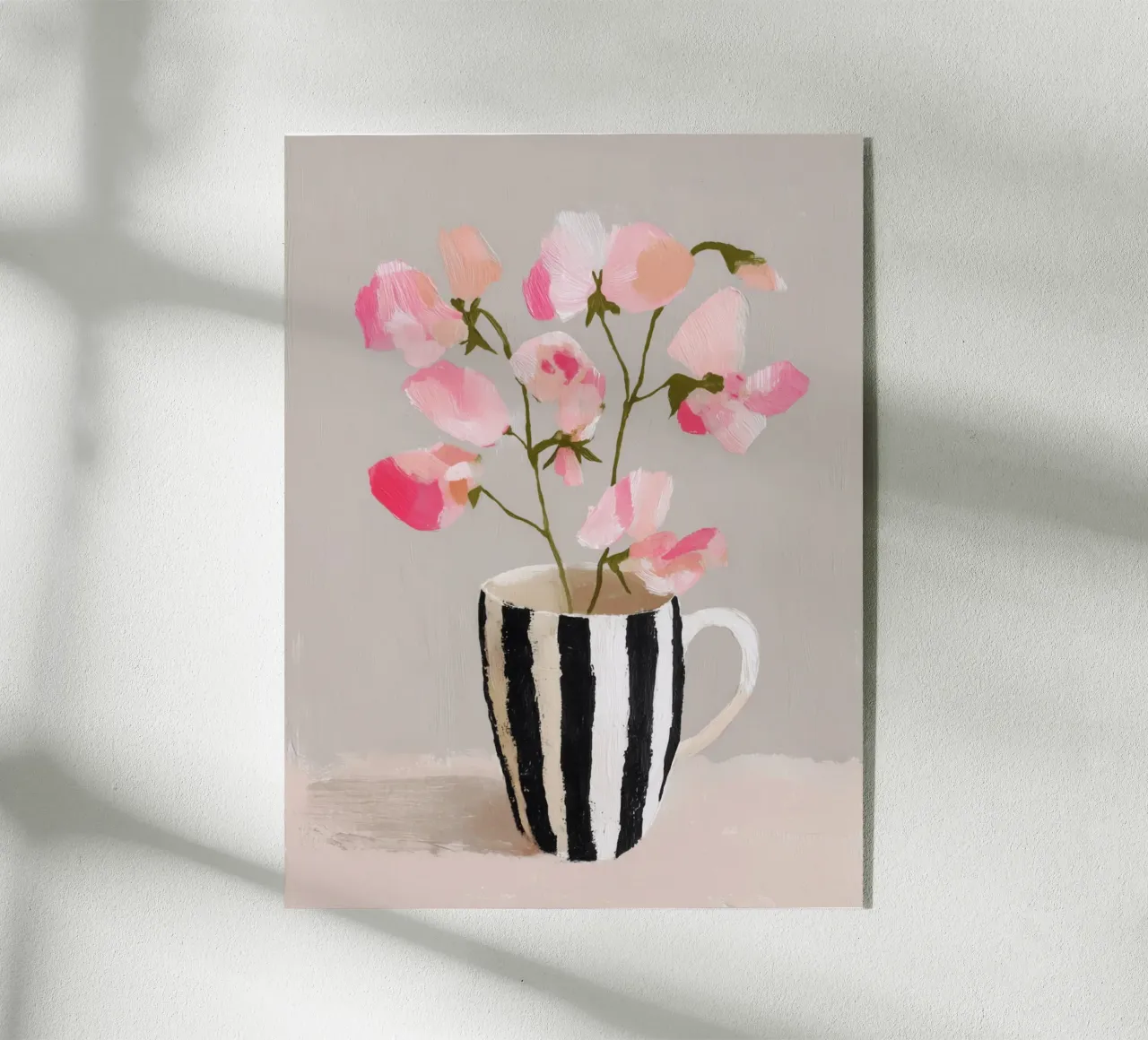 Tazza a righe con fiori rosa plexiglass da Carinaprint