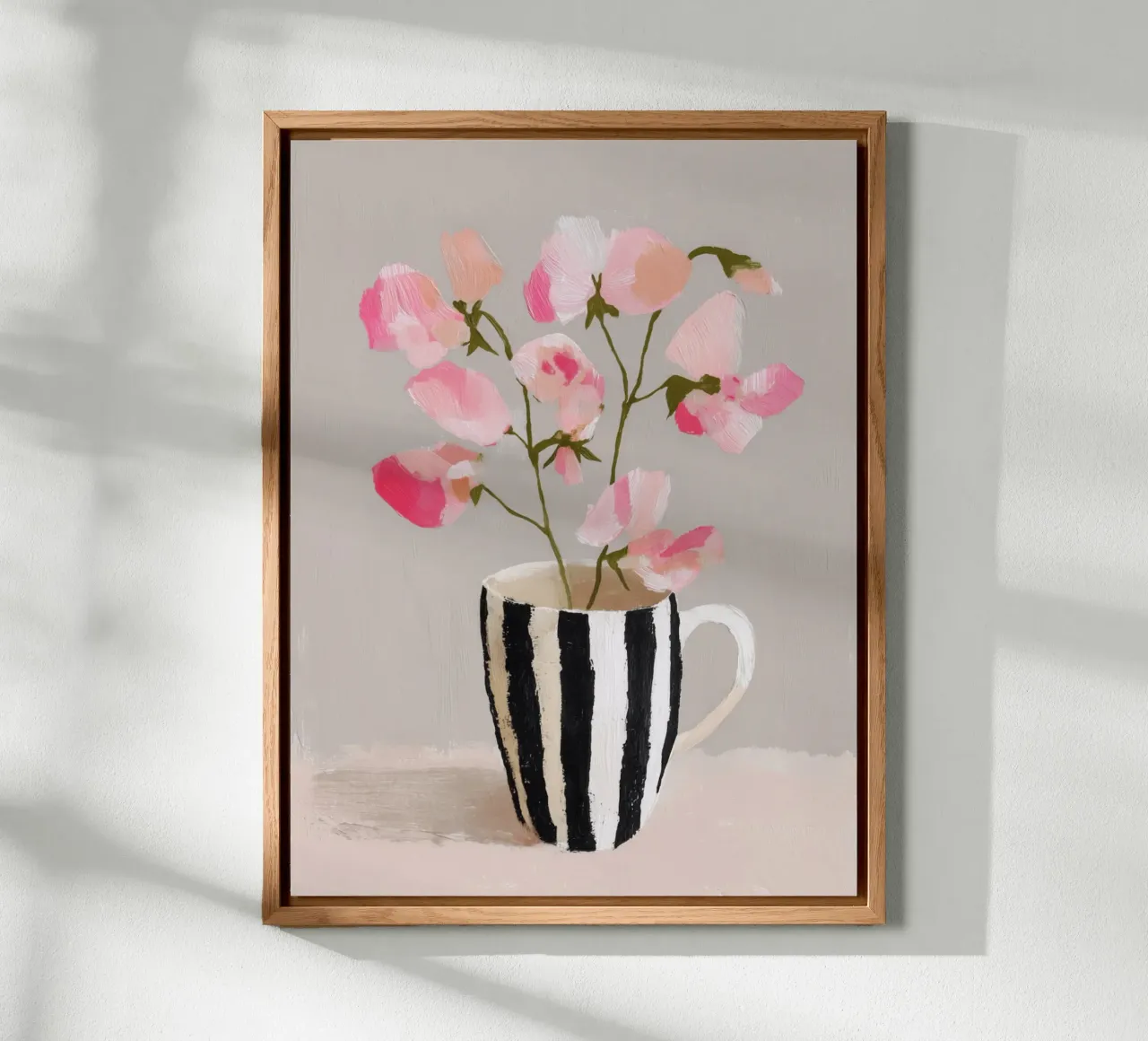 Tazza a righe con fiori rosa alluminio dibond da Carinaprint