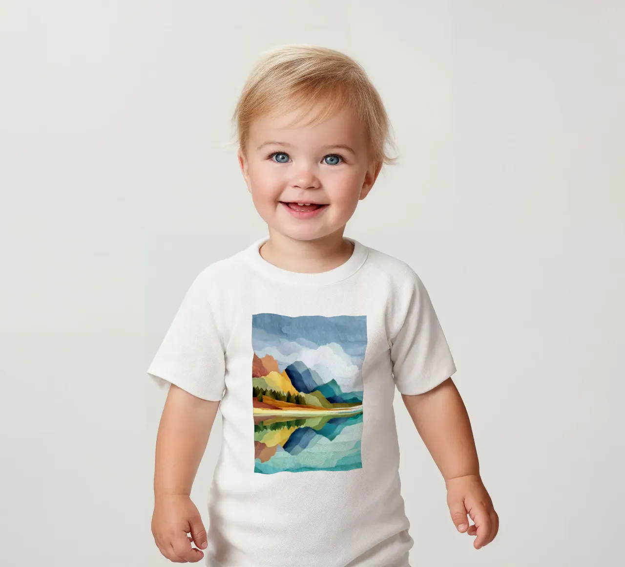 Lakeside Geometry - Bold Mountains Meet Mirror Water maglietta neonato da Dune
