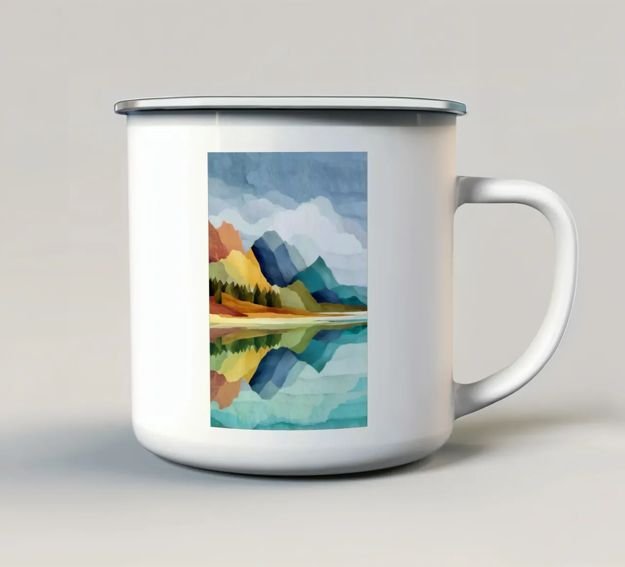 Lakeside Geometry - Bold Mountains Meet Mirror Water tazza in smalto da Dune