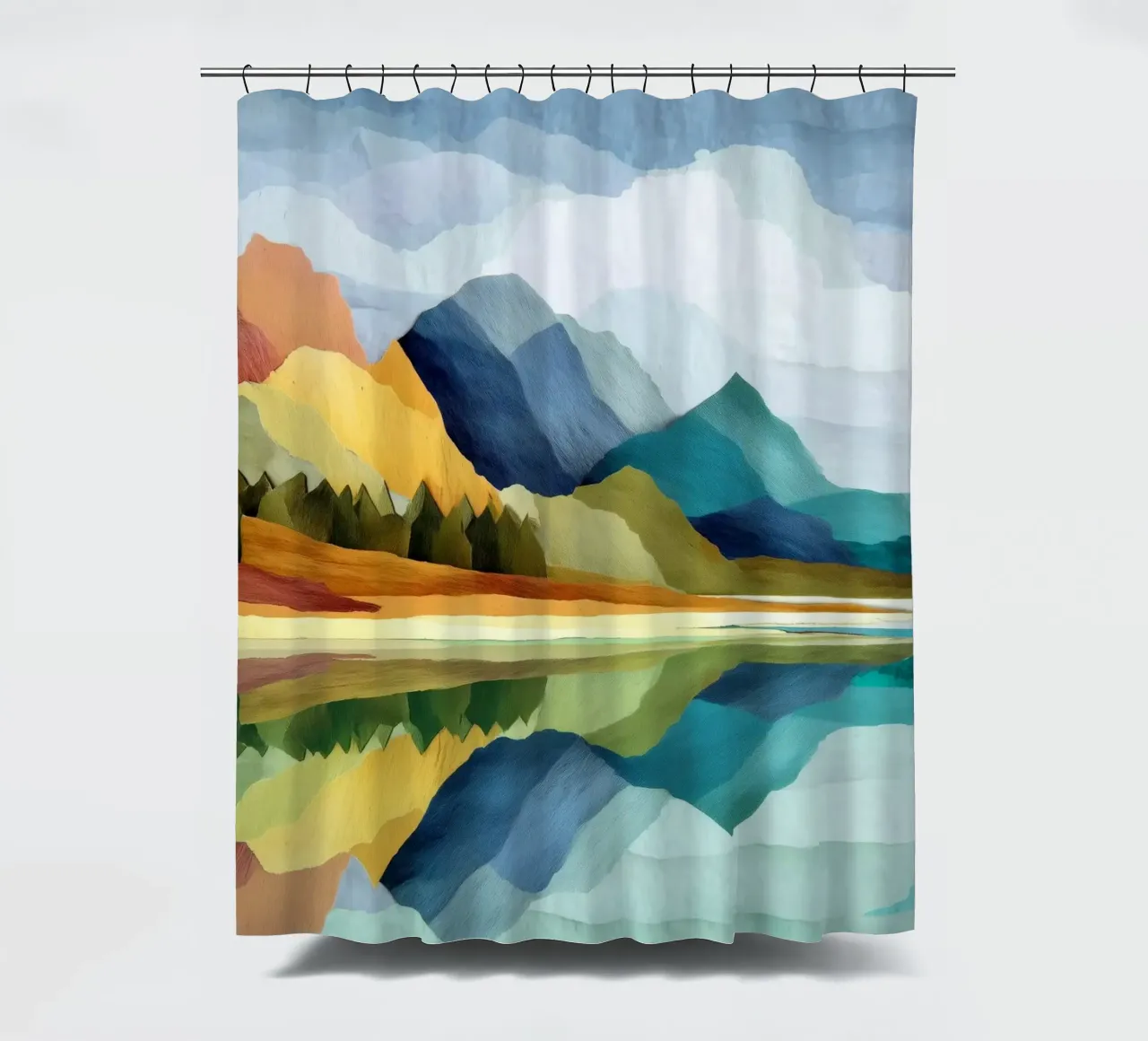 Lakeside Geometry - Bold Mountains Meet Mirror Water tenda da doccia da Dune