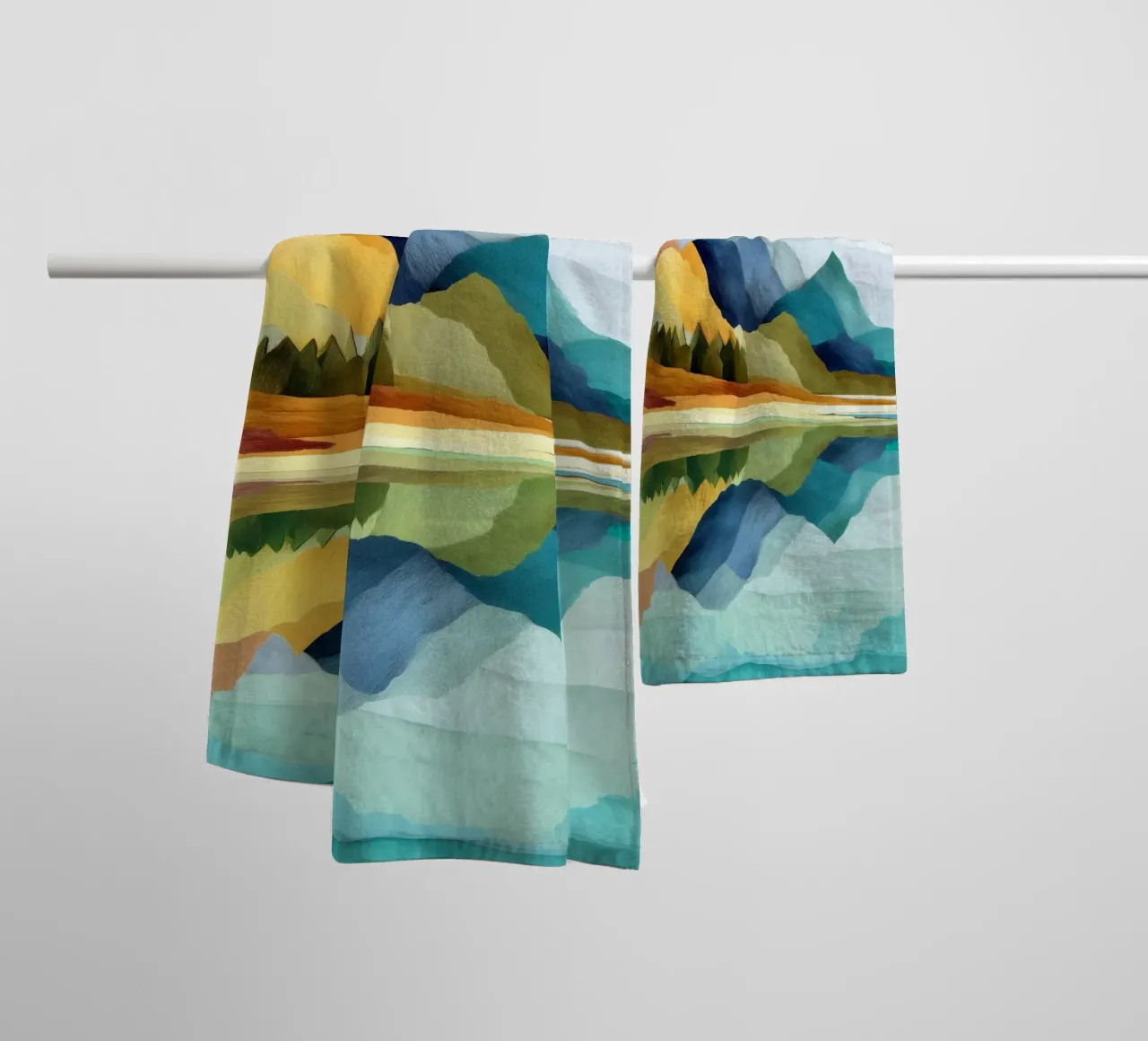 Lakeside Geometry - Bold Mountains Meet Mirror Water asciugamano da bagno da Dune