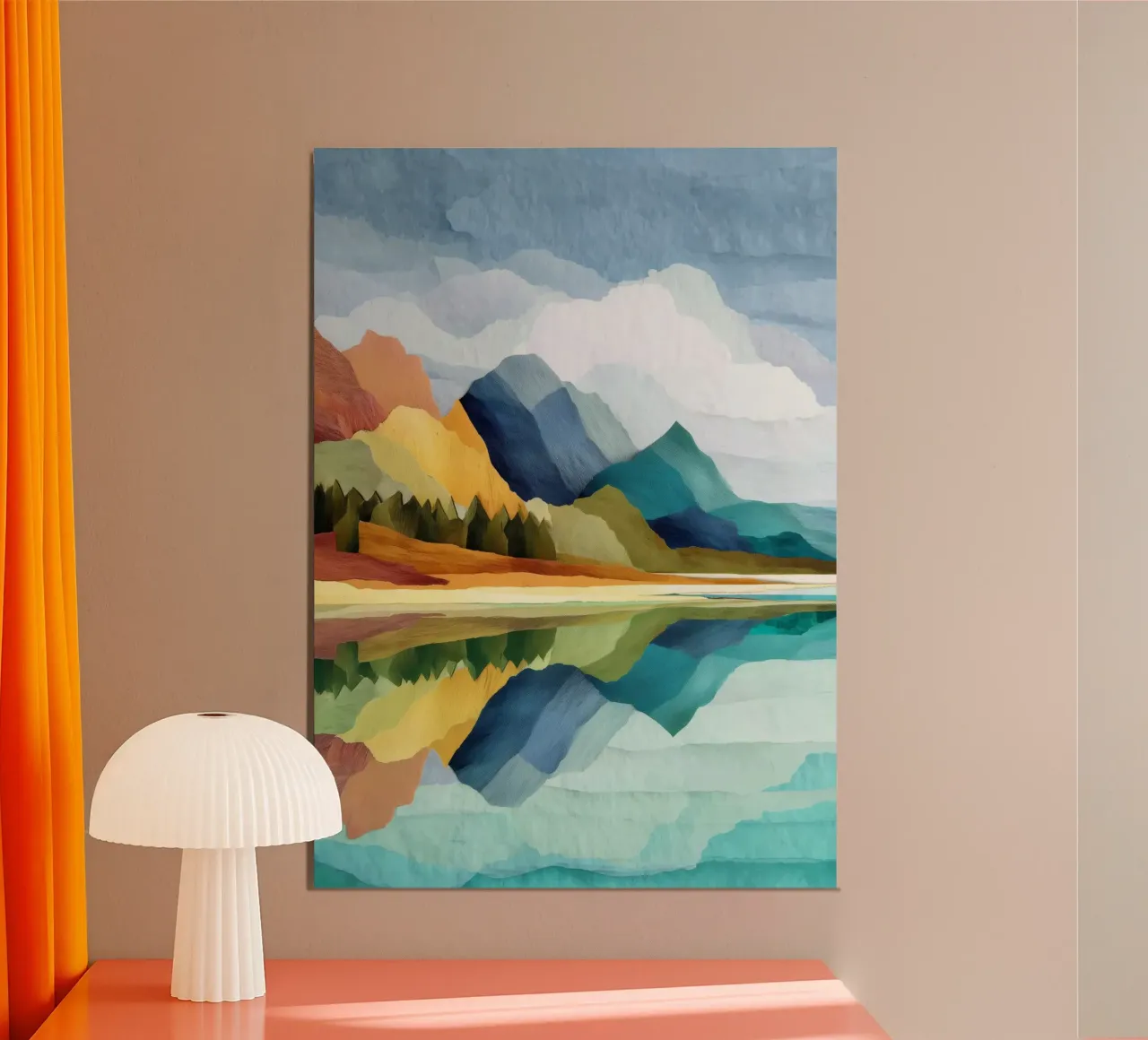 Lakeside Geometry - Bold Mountains Meet Mirror Water alluminio dibond da Dune