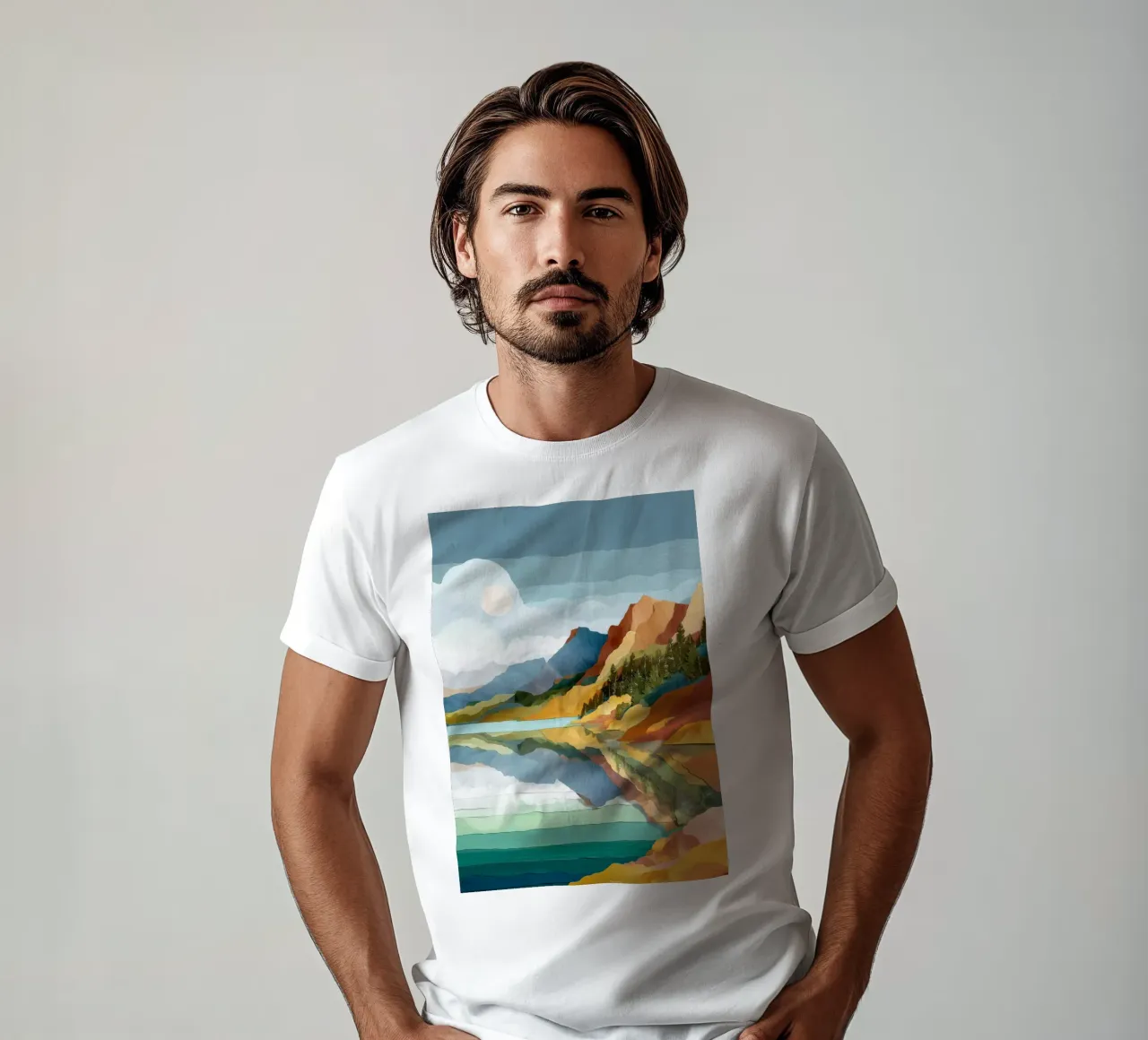 Sun Over Lake Horizon - A Landscape in Harmony t-shirt da Dune