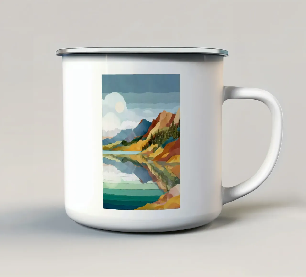 Sun Over Lake Horizon - A Landscape in Harmony tazza in smalto da Dune
