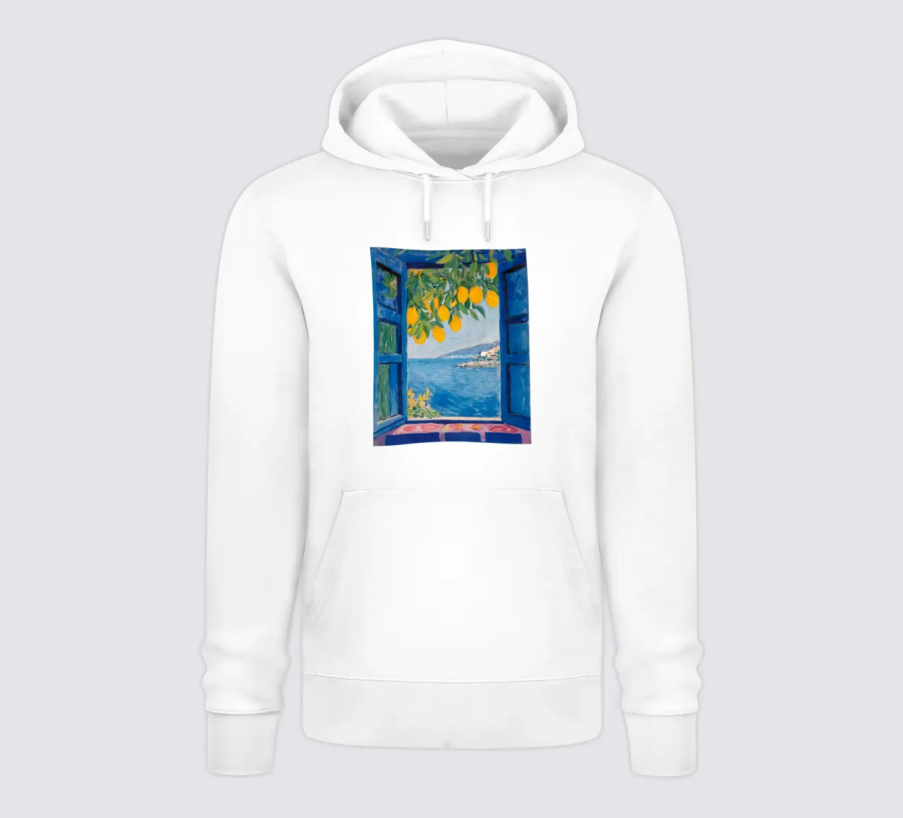 Fenêtre de citron sur la mer - Poster d'art méditerranéen sweat à capuche de KUNSTstück