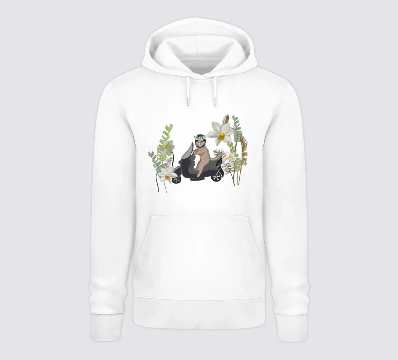Biker cat with tropical forest hoodie by gulsengunel