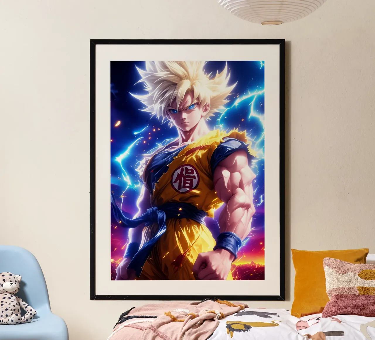 Super Saiyan Son Goku Dragon Ball DBZ poster con telaio in plastica da Fleur de Lys