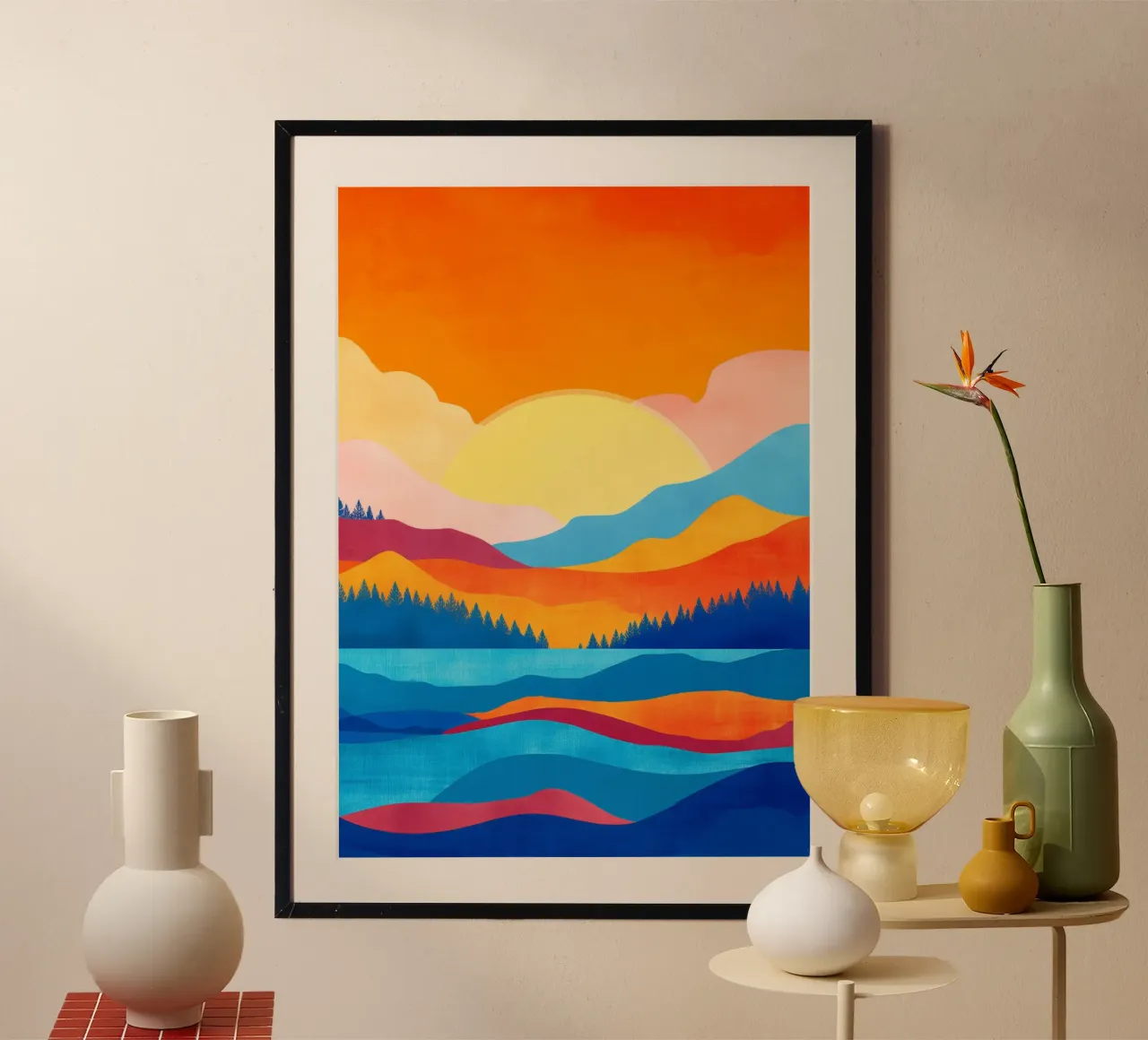 Dusk in Still Waters - A Mountain Reflection poster da Dune