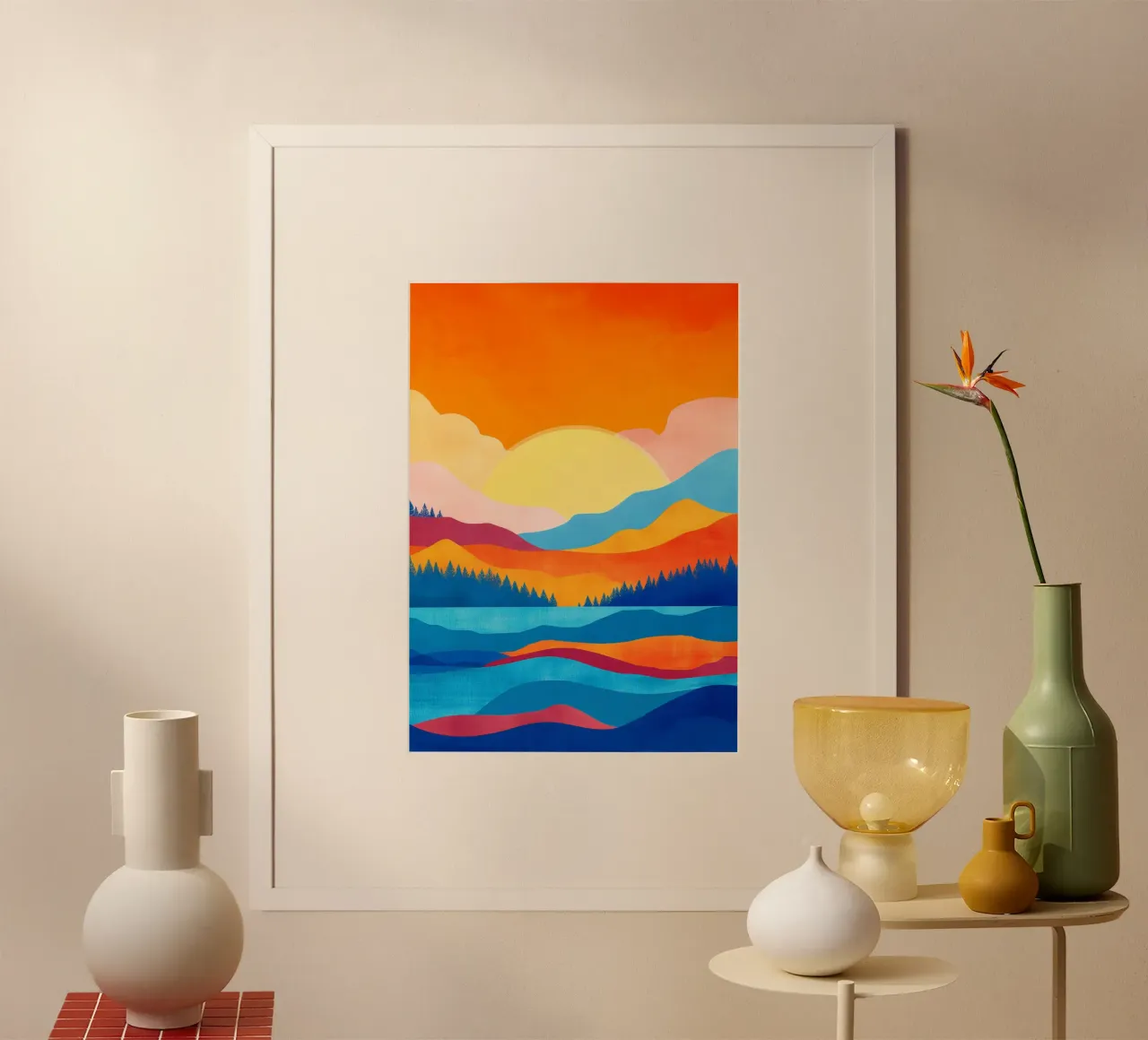 Dusk in Still Waters - A Mountain Reflection poster da Dune