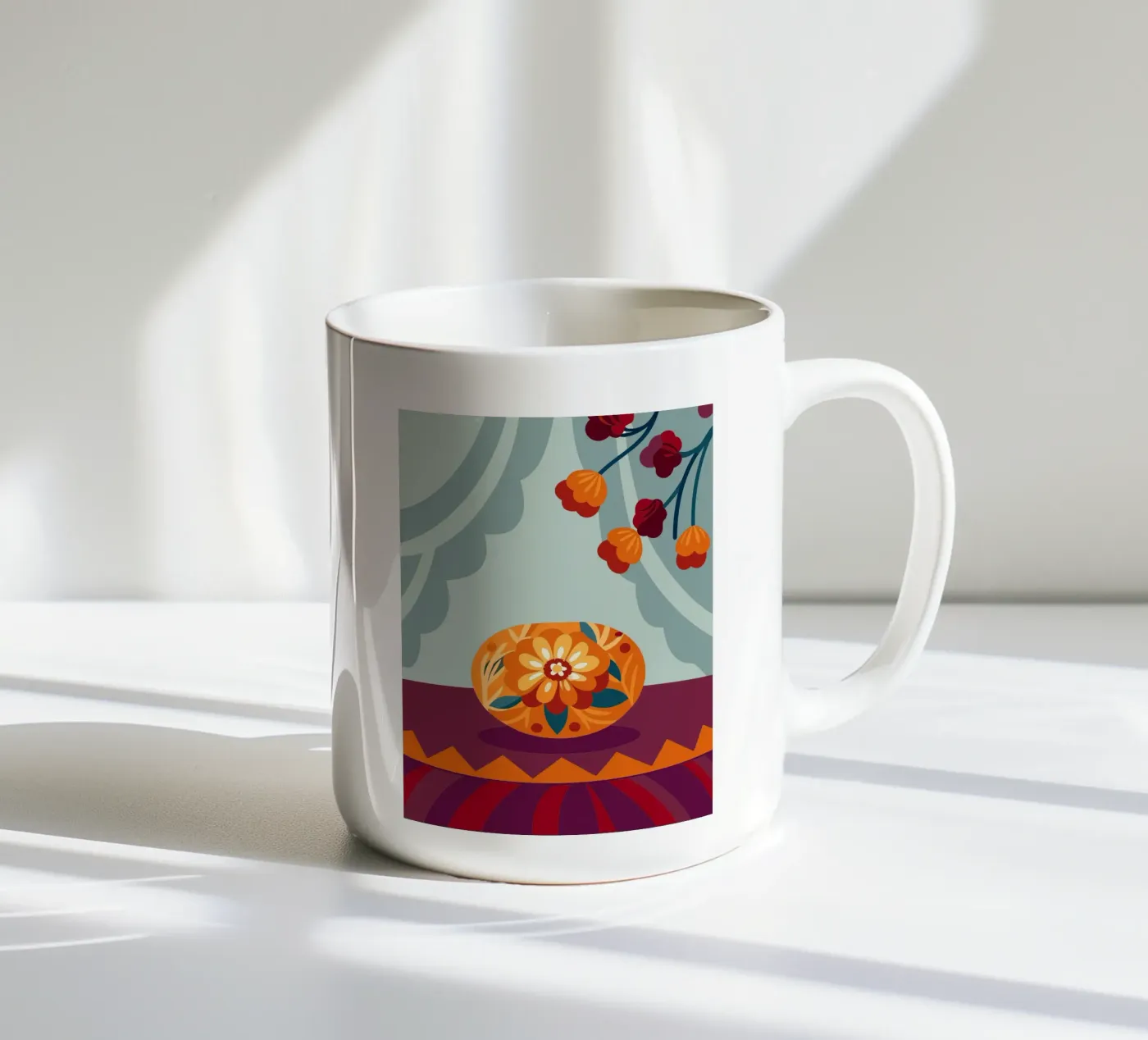 Flower ceramic mug by HAPPY SHOP