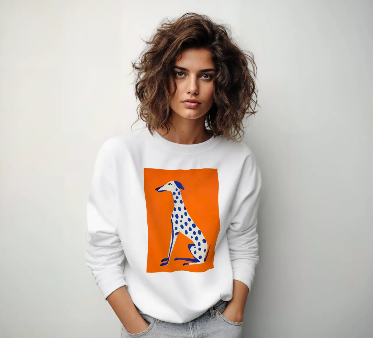 Levriero grafico - Poster con accenti di colore felpa da KUNSTstück