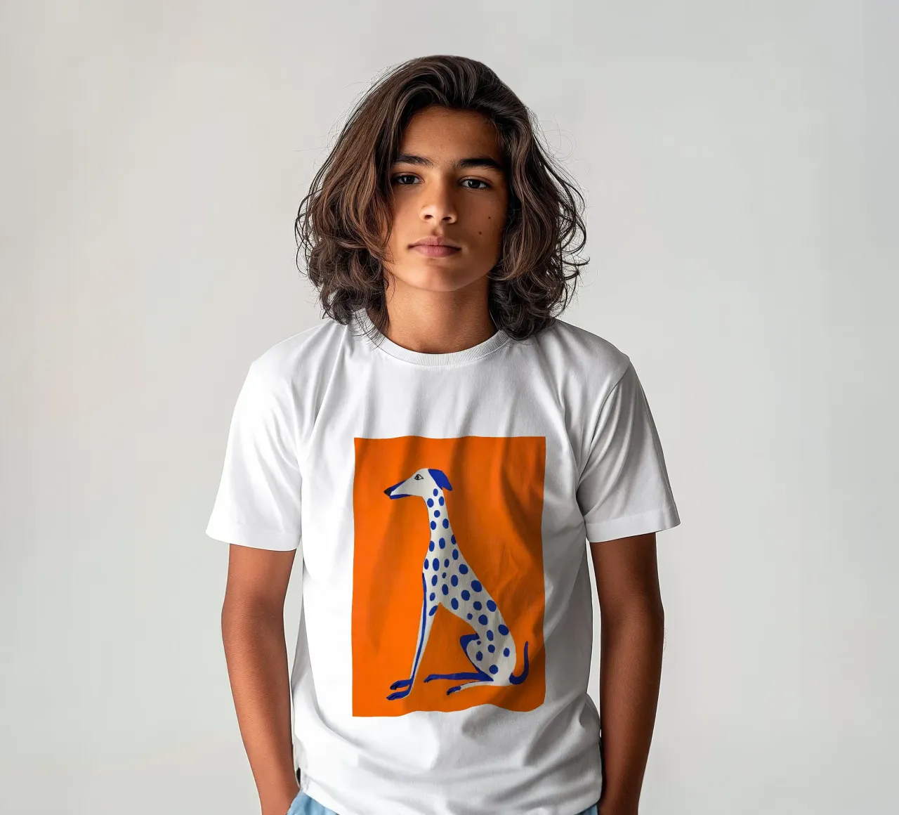 Levriero grafico - Poster con accenti di colore t-shirt bambini da KUNSTstück