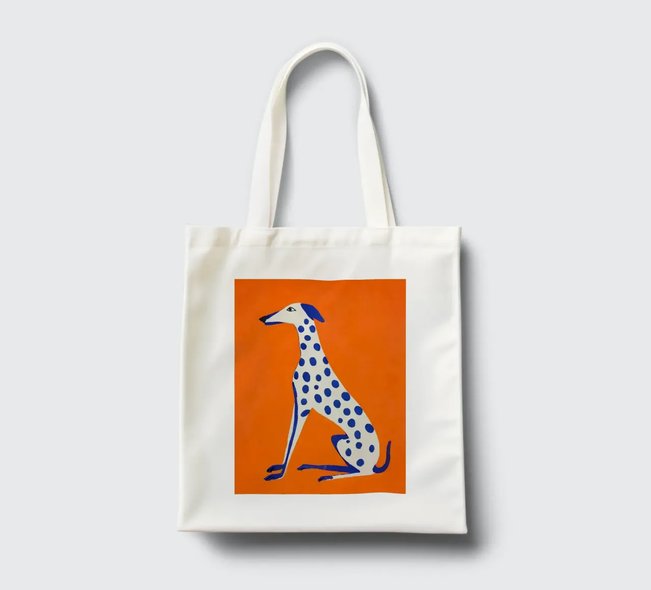 Levriero grafico - Poster con accenti di colore borsa in juta da KUNSTstück