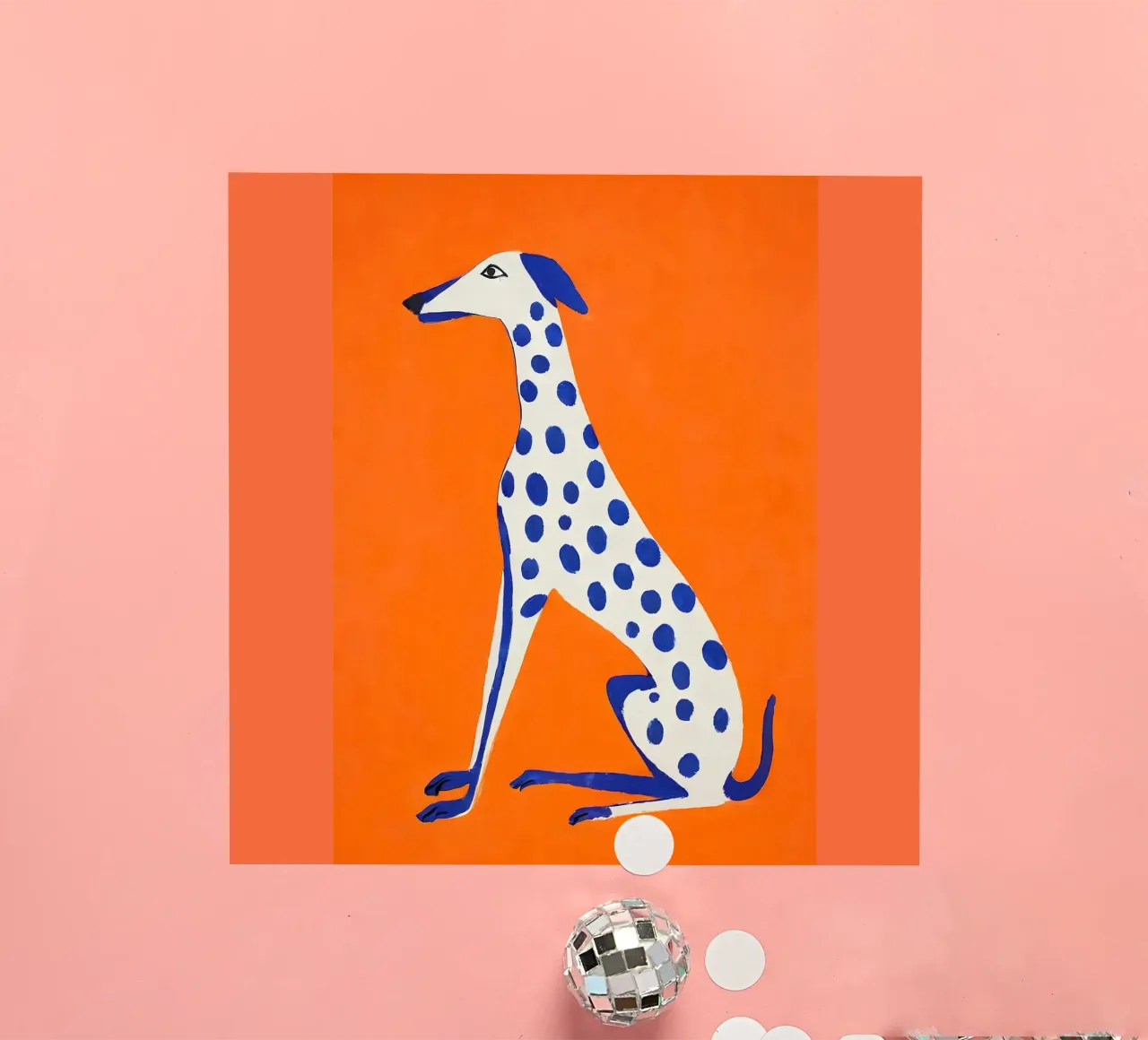 Galgo gráfico - Póster con acento de color pegatina de KUNSTstück