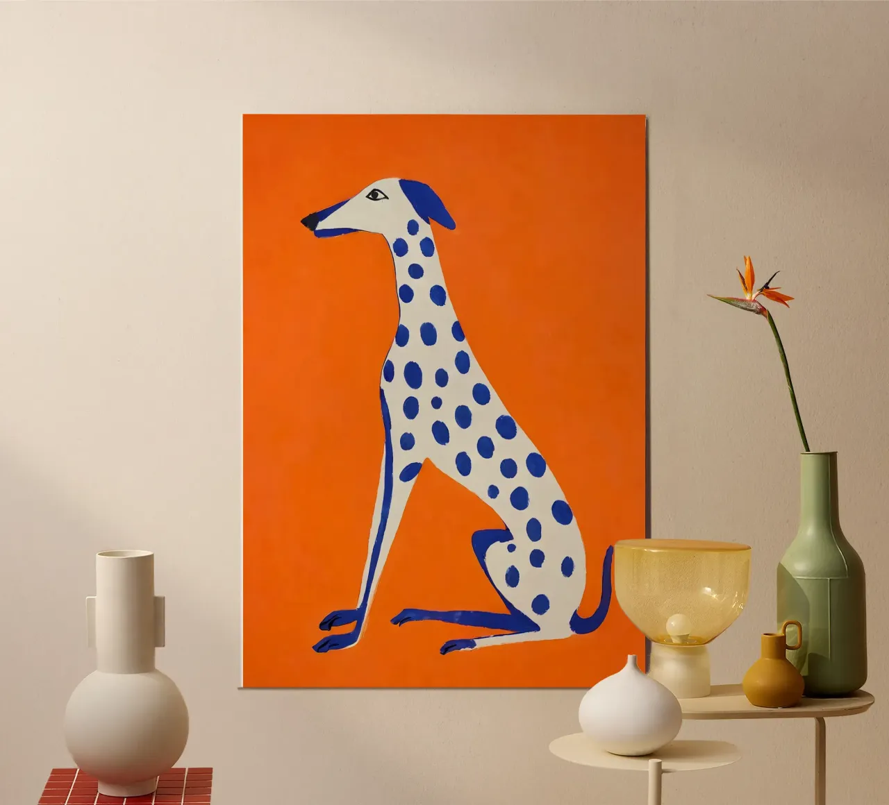 Galgo gráfico - Póster con acento de color aluminio dibond de KUNSTstück
