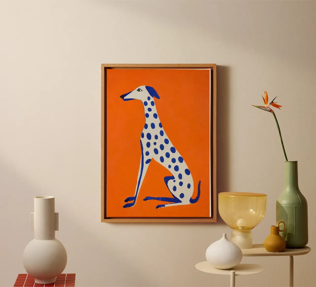 Levriero grafico - Poster con accenti di colore tela da KUNSTstück
